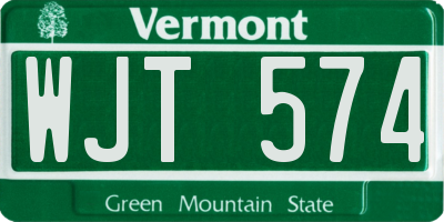 VT license plate WJT574