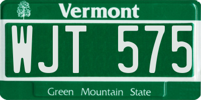 VT license plate WJT575