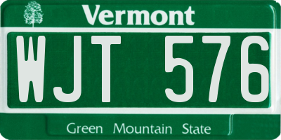 VT license plate WJT576