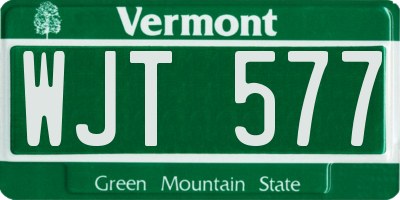 VT license plate WJT577