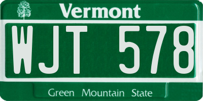 VT license plate WJT578
