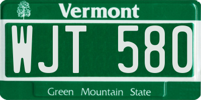VT license plate WJT580