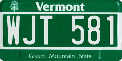VT license plate WJT581