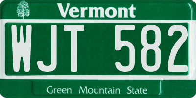 VT license plate WJT582