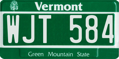 VT license plate WJT584