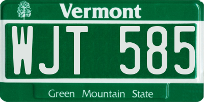 VT license plate WJT585