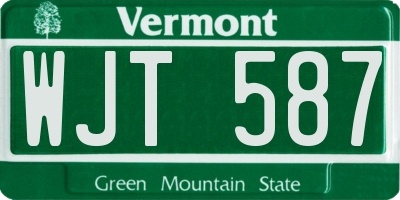 VT license plate WJT587