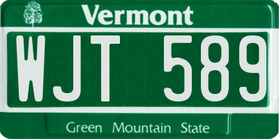 VT license plate WJT589