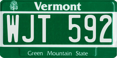 VT license plate WJT592