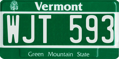 VT license plate WJT593