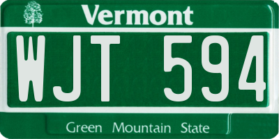VT license plate WJT594