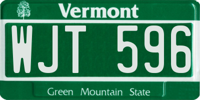 VT license plate WJT596