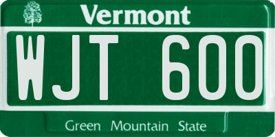 VT license plate WJT600