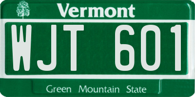 VT license plate WJT601
