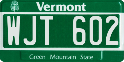 VT license plate WJT602