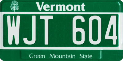 VT license plate WJT604