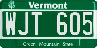 VT license plate WJT605
