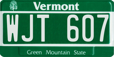 VT license plate WJT607