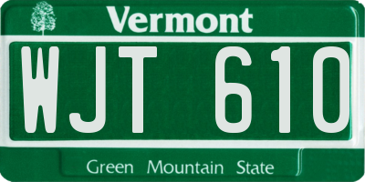 VT license plate WJT610