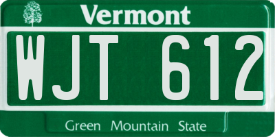 VT license plate WJT612