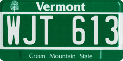 VT license plate WJT613