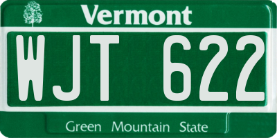 VT license plate WJT622