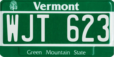 VT license plate WJT623