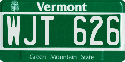 VT license plate WJT626