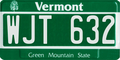 VT license plate WJT632