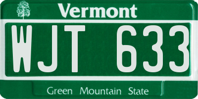 VT license plate WJT633