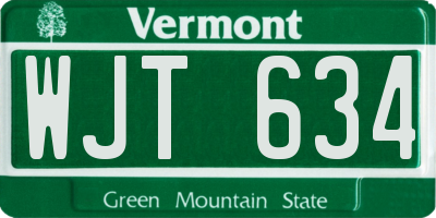 VT license plate WJT634
