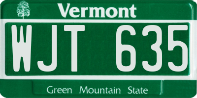 VT license plate WJT635