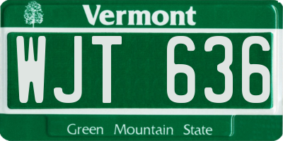 VT license plate WJT636