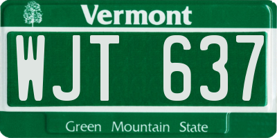 VT license plate WJT637