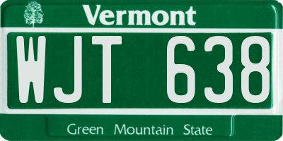 VT license plate WJT638