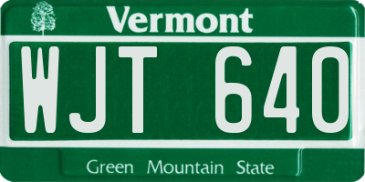 VT license plate WJT640