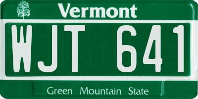 VT license plate WJT641