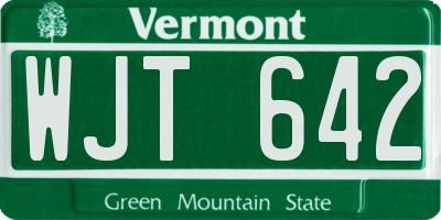 VT license plate WJT642
