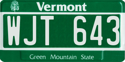 VT license plate WJT643