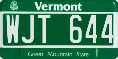 VT license plate WJT644