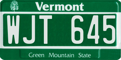 VT license plate WJT645