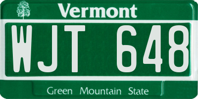 VT license plate WJT648