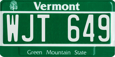 VT license plate WJT649