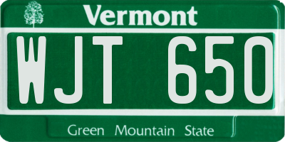 VT license plate WJT650