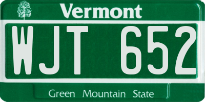 VT license plate WJT652
