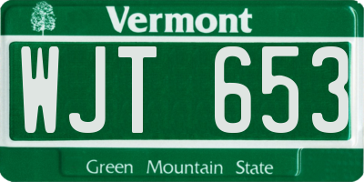 VT license plate WJT653