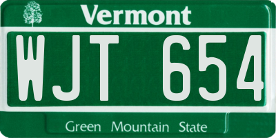 VT license plate WJT654