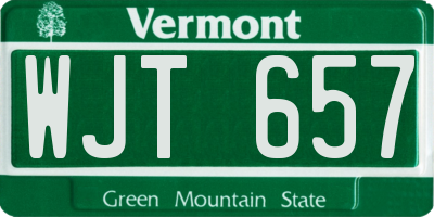 VT license plate WJT657