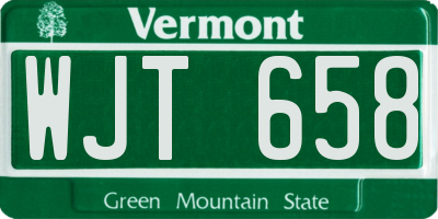 VT license plate WJT658
