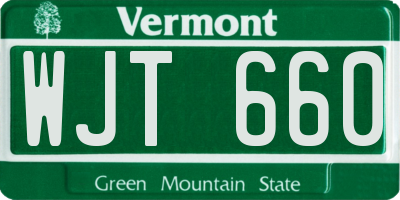 VT license plate WJT660